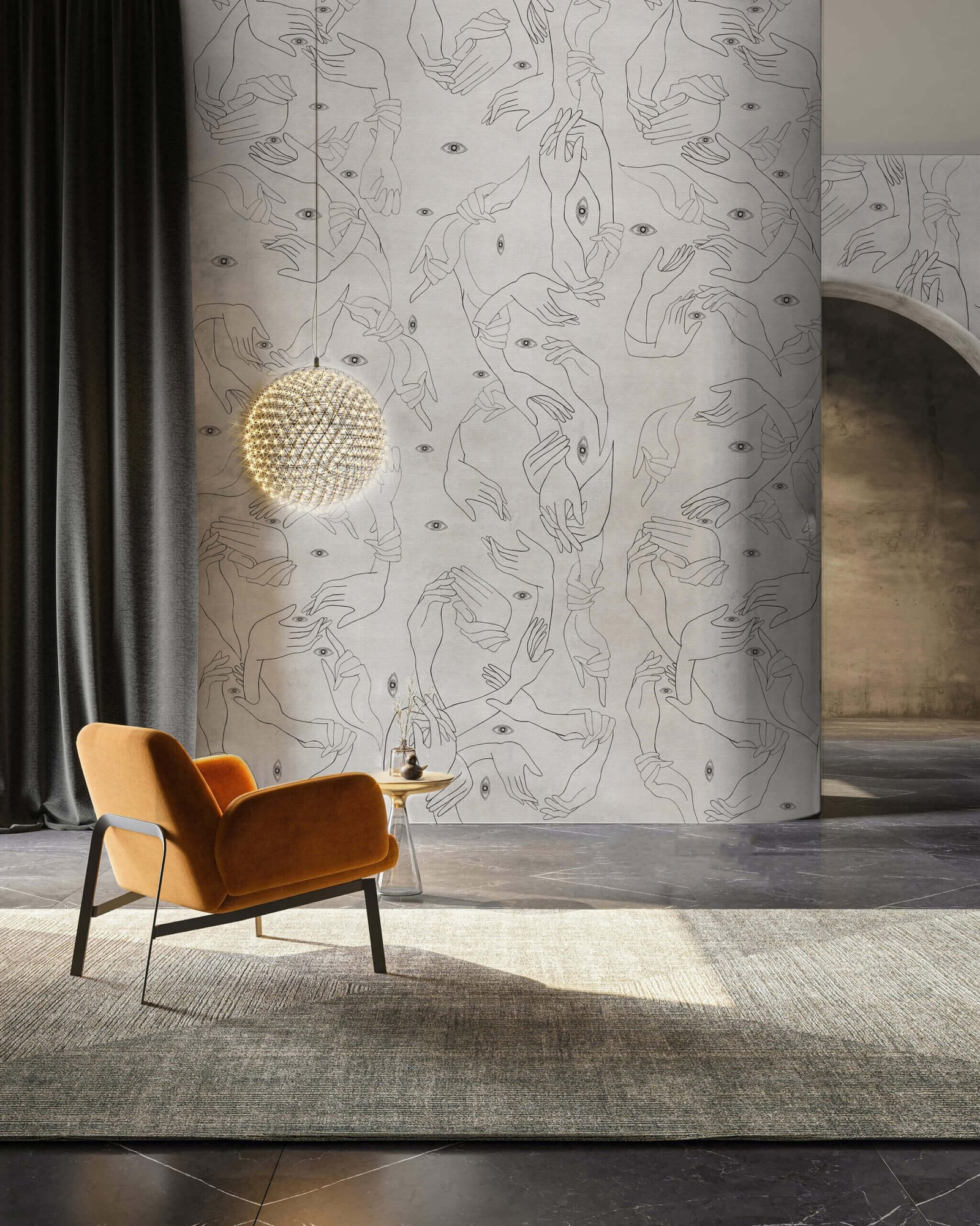 Carta-da-parati-Uno-Nessuno-Ecru-cotone-MaVoix-essential-line-look-all-over-interior-2-scaled