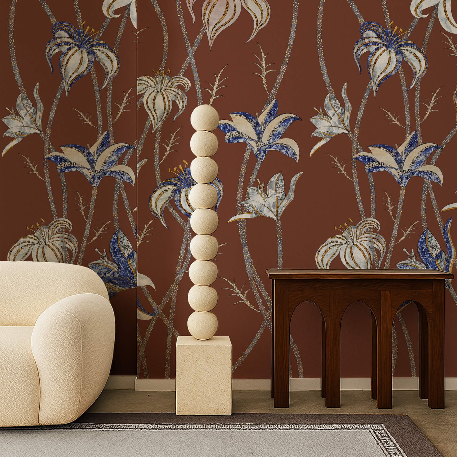 Fiori Terracotta Wallpaper by Marika Tardio - MaVoix Exclusive Wallpaper - Interior