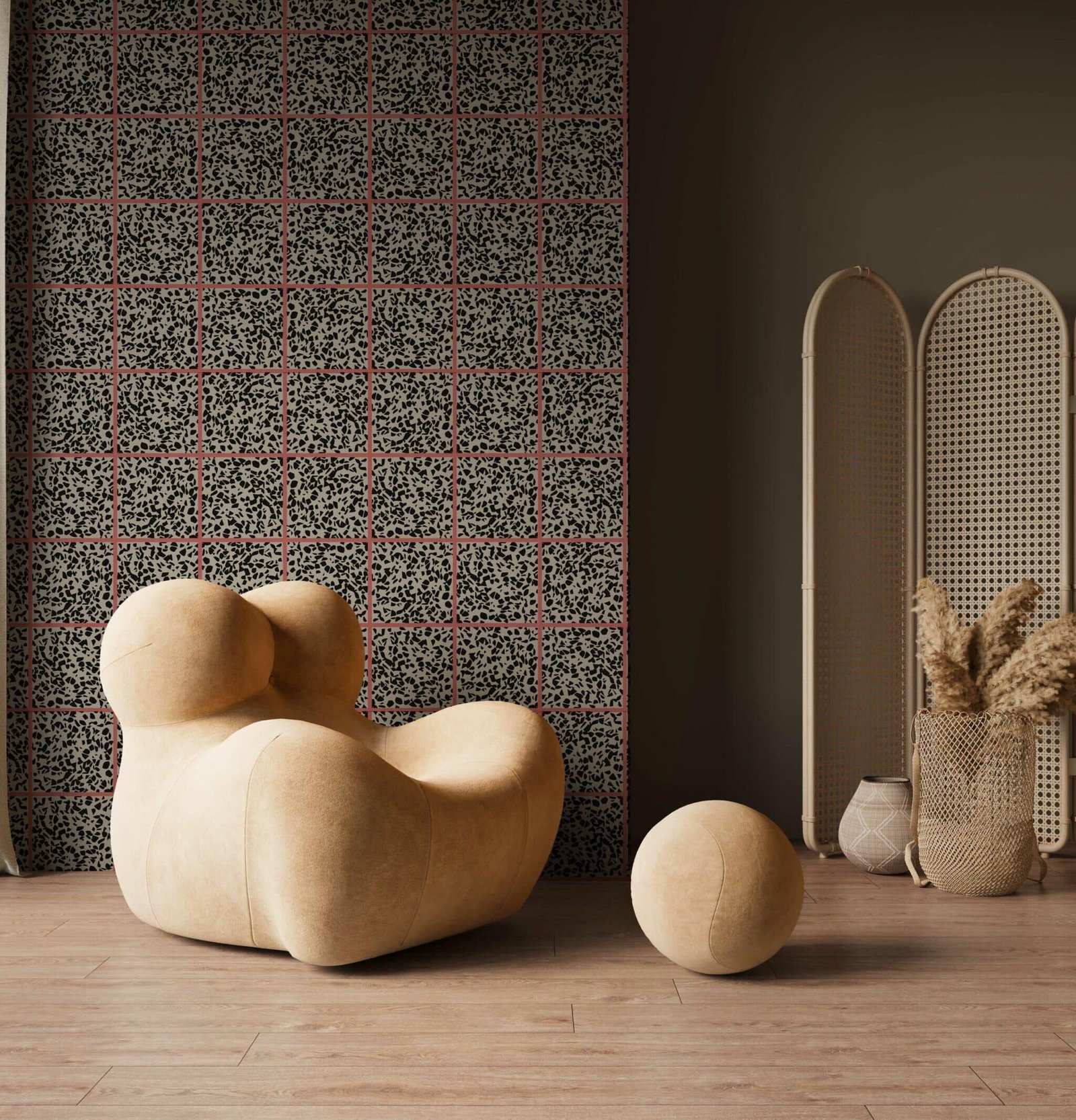 MaVoix-wallpaper-Fuga-fragola-by-Studio-Lievito-pattern-Collezione-Racconti-living-room-scaled