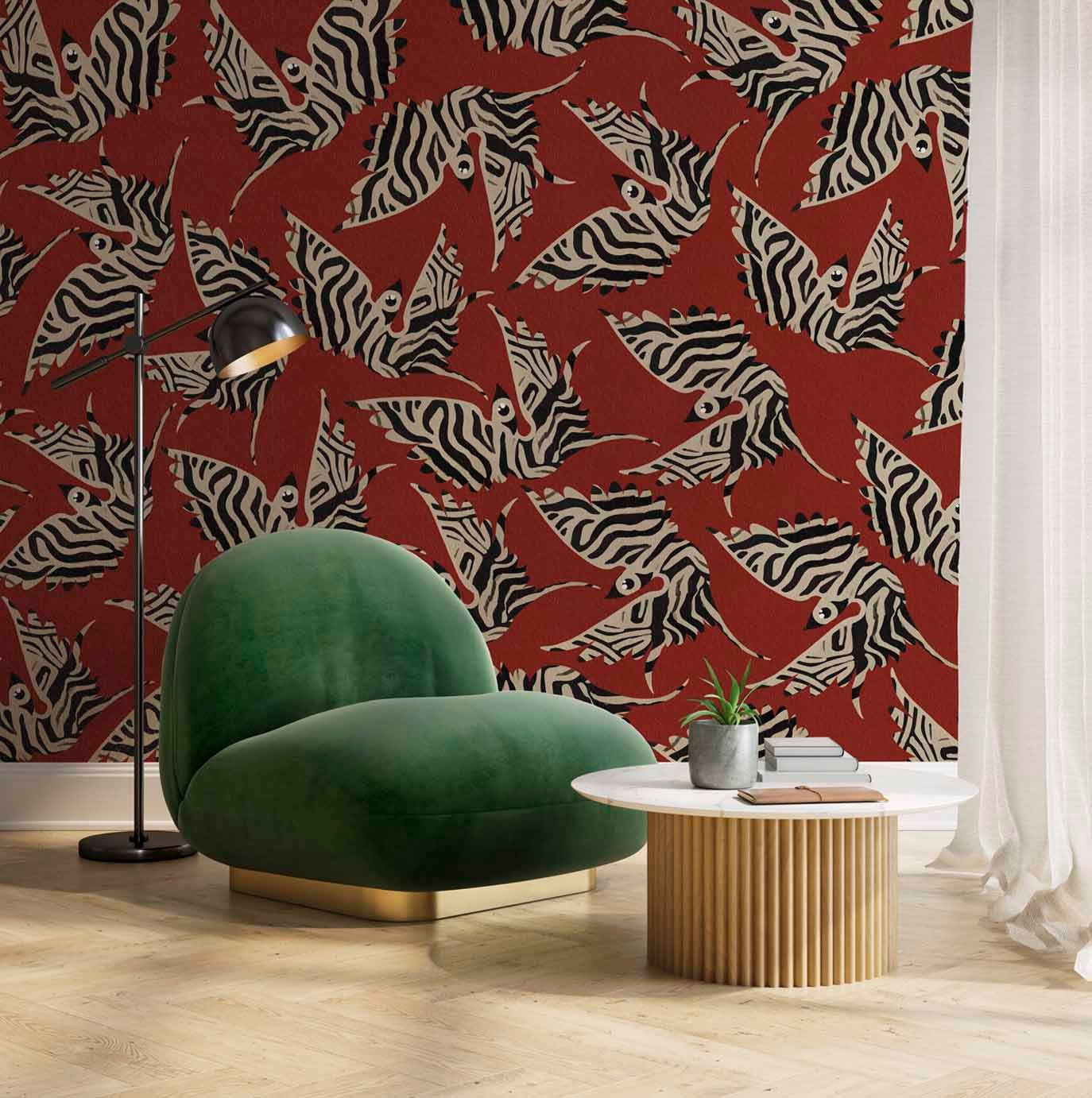 Creative composition of living room interior with mock up poster frame, stylish sofa, glass coffee table, slippers, beige lamp, wooden sideboard and personal accessories. Home decor. Template.