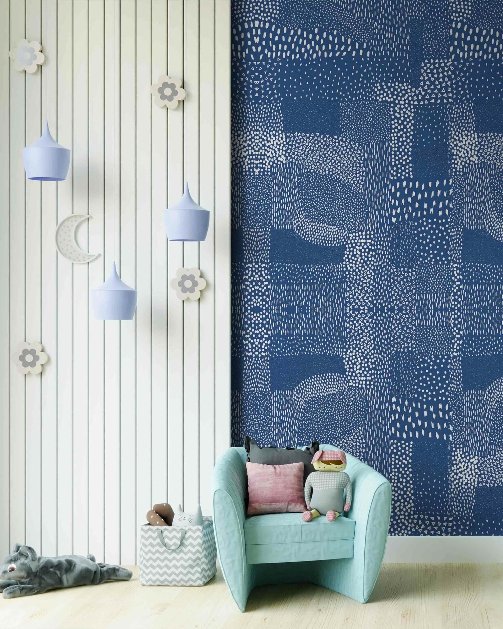 Macchiette-Blu-Classico-MaVoix-carta-da-parati-Collezione-Les-Petits-Kids-styling-interior-scaled
