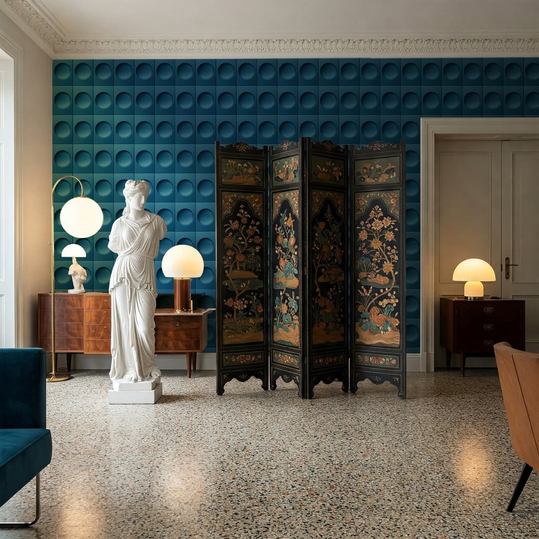 Rosetta Blu Mediceo Wallpaper by Costantino Gucci x MaVoix interior