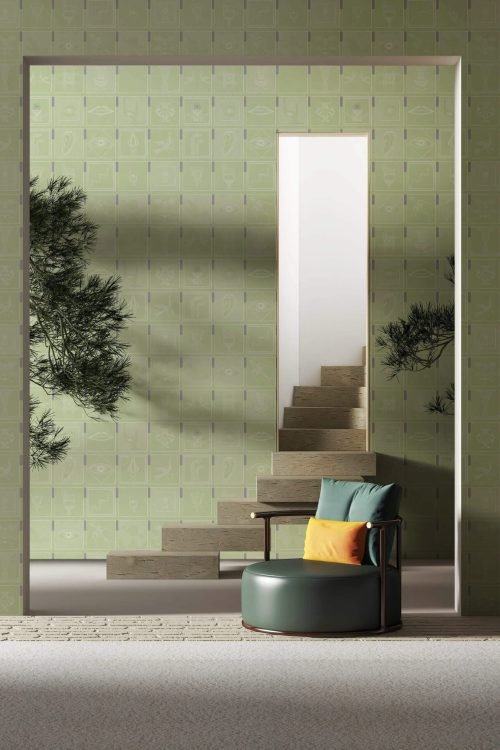 Carta-da-parati-Alchemici-Verde-morbido-MaVoix-wallpaper-Rio-de-Janeiro-loft-scaled