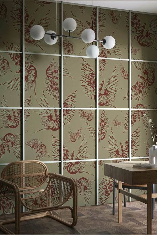 Misteriosa-Beige-Terra-di-Siena-Wallpaper-Leonardo-Dini-x-MaVoix-Collezione-Essenziali-Living-Room-Boiserie-scaled