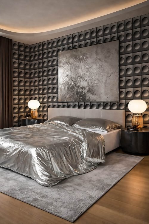 Rosetta Mylar Wallpaper by Costantino Gucci x MaVoix - bedroom styling