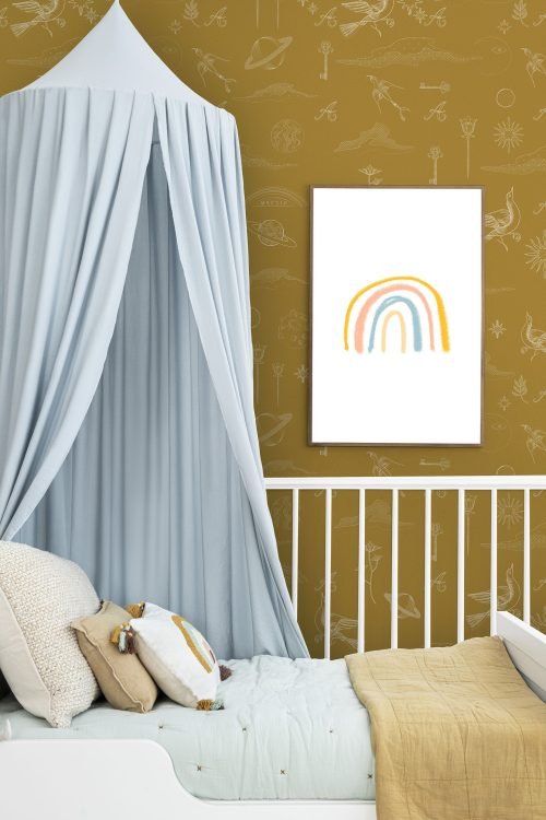 Picture frame mockup psd in a kids room